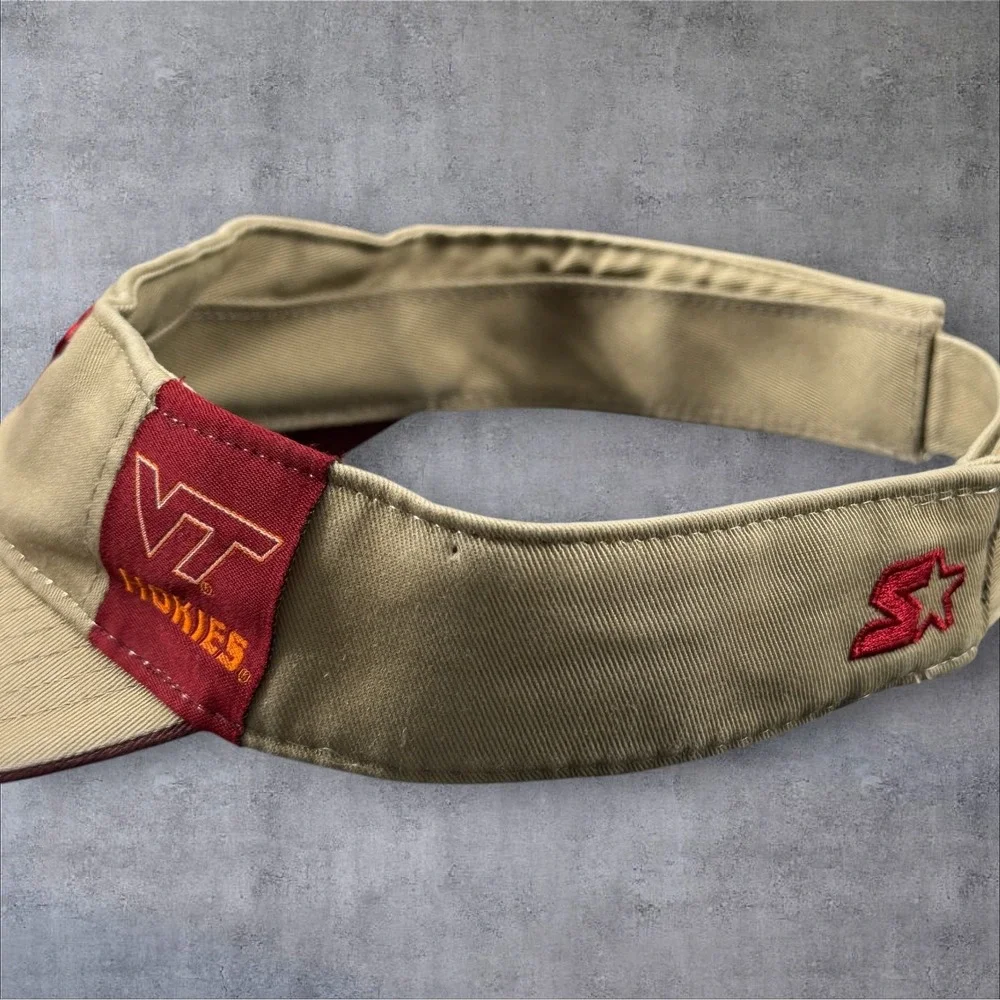 Starter Virginia Tech Hokies Visor Tan Embroidered Logo Adjustable Hat Licensed